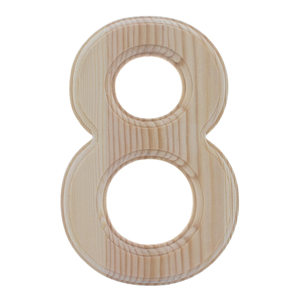 Unfinished Wooden Arial Font Number 8 (Eight) 6.25 Inches